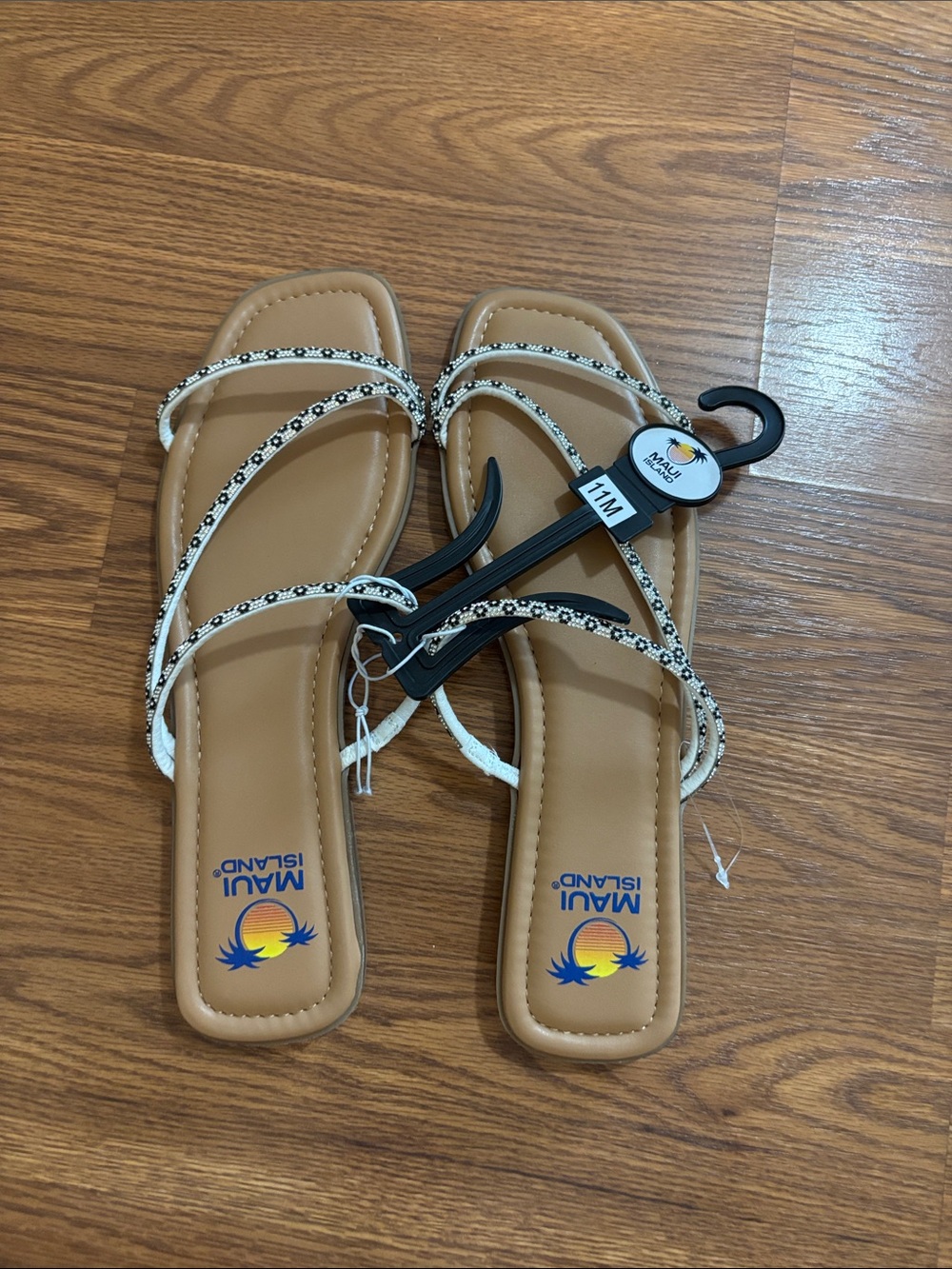 Women's Tan & White Strappy Sandals